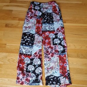 NWT Mango Silk Satin Wide Leg Pattern Pants Size S